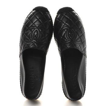 CHANEL Lambskin Quilted CC Espadrilles 39 Black