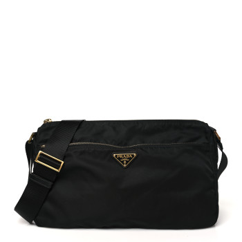PRADA Nylon Vela Colour Messenger Bag Black
