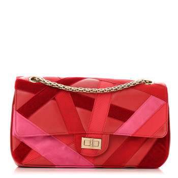 CHANEL Lambskin Velvet Grosgrain Quilted 2.55 Reissue 225 Flap Red