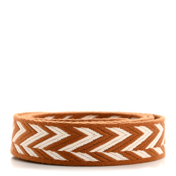 HERMES Toile Swift 25mm Sangle ZigZag Shoulder Strap Gold White