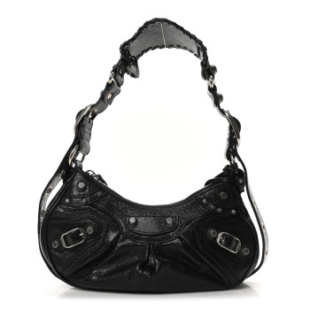 BALENCIAGA Agneau Arena Le Cagole Shoulder Bag XS Black