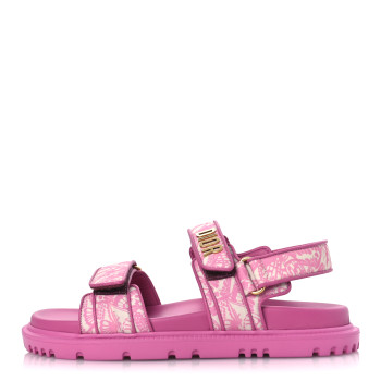 CHRISTIAN DIOR Technical Fabric All Over Butterflies Dioract 10mm Sandals 38 Peacock Pink