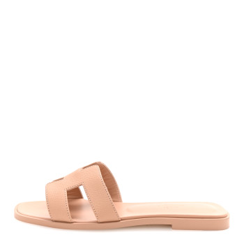 HERMES Epsom Oran Sandals 36.5 Beige Perlino