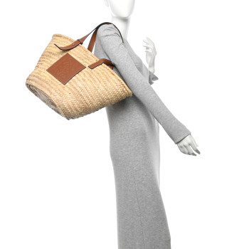 LOEWE Raffia Basket Tote Bag Natural Tan
