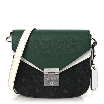 MCM Visetos Calfskin Small Patricia Crossbody Bag Eden Black