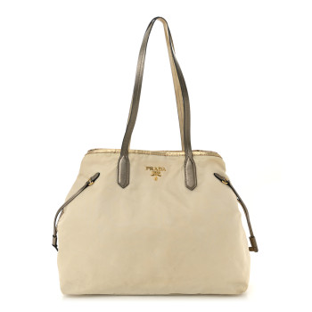 PRADA Tessuto Nylon Saffiano Shopping Tote White