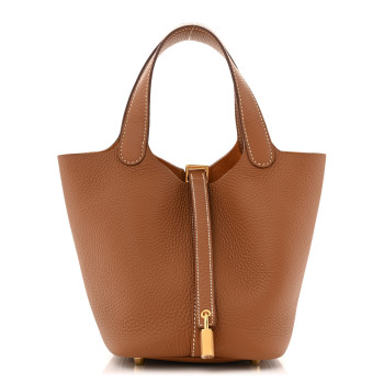 HERMES Taurillon Clemence Picotin Lock 18 PM Gold