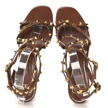 VALENTINO GARAVANI Nappa Rockstud Flair Ankle Wrap 80mm Sandals 40 Selleria