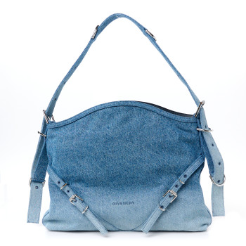 GIVENCHY Washed Denim Medium Voyou Bag Medium Blue