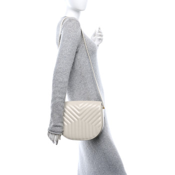 SAINT LAURENT Calfskin Quilted Y Joan Satchel Crema Soft
