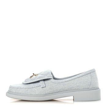 CHANEL Denim CC Turnlock Loafers 37 Blue