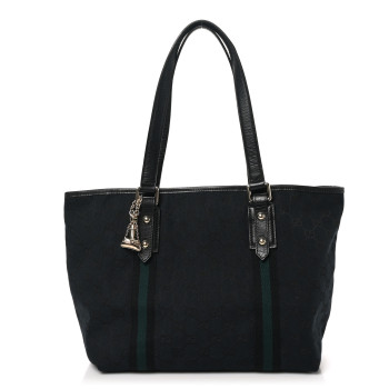 GUCCI Denim Monogram Medium Jolicoeur Tote Black