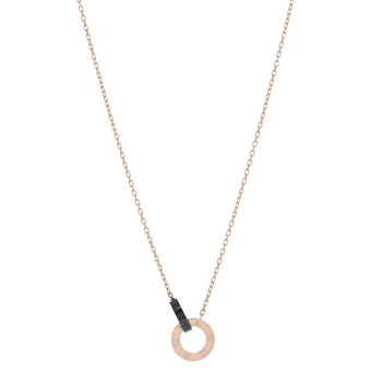CARTIER 18K Pink Gold Black Ceramic Diamond Interlocking LOVE Necklace