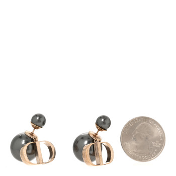 CHRISTIAN DIOR Metal Pearl Tribales Earrings Grey