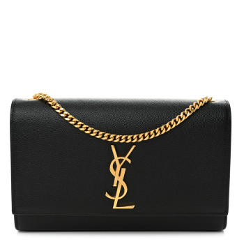 SAINT LAURENT Grain De Poudre Medium Classic Monogram Kate Satchel Black