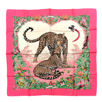 HERMES Silk Jungle Love Scarf 90
