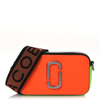 MARC JACOBS Saffiano Small Fluoro Snapshot Camera Bag Neon Orange