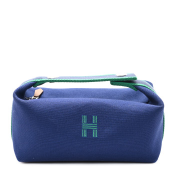 HERMES Canvas Small Bride-A-Brac Pouch Marine