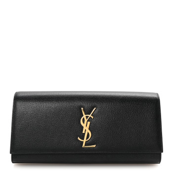 SAINT LAURENT Grain De Poudre Monogram Cassandre Clutch Black