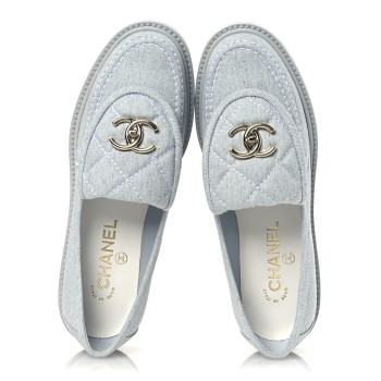 CHANEL Denim CC Turnlock Loafers 37 Blue
