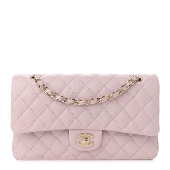 CHANEL Caviar Quilted Medium Double Flap Light Pink
