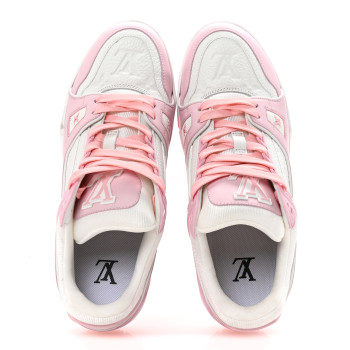 LOUIS VUITTON Calfskin Monogram Womens LV Trainer Sneakers 39.5 Light Pink LOUIS VUITTON Calfskin Monogram Womens LV Trainer Sneakers 39.5 Light Pink