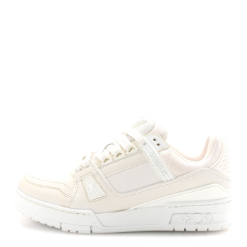 LOUIS VUITTON Calfskin Womens LV Trainer Sneakers 37.5 White
