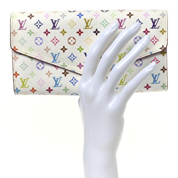 LOUIS VUITTON Monogram Multicolor Sarah Wallet NM White Litchi