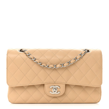 CHANEL Caviar Quilted Medium Double Flap Beige