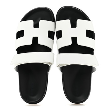 HERMES Calfskin Womens Chypre Sandals 41 White