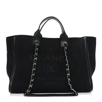 CHANEL Canvas Medium Deauville Tote Black