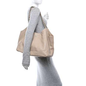 PRADA Soft Calf Chain Tote Beige