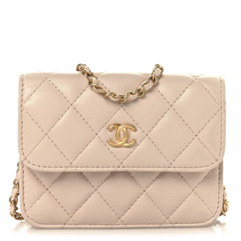 CHANEL Lambskin Quilted Pearl Crush Clutch With Chain Light Pink