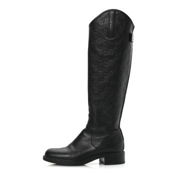 GUCCI Guccissima Calfskin Miro Soft Knee High Riding Boots 35.5 Black