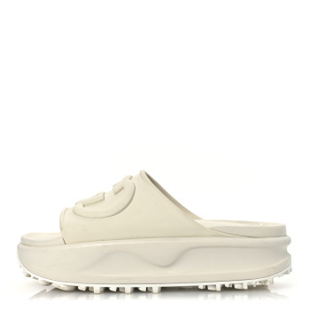 GUCCI Soft Rubber Womens Interlocking G Platform 42mm Slide Sandals 40 Off White