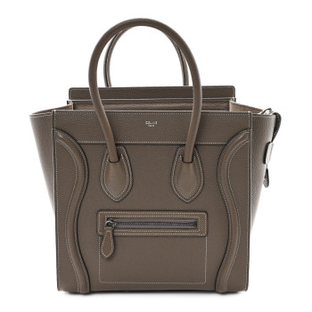 CELINE Drummed Calfskin Micro Luggage Souris
