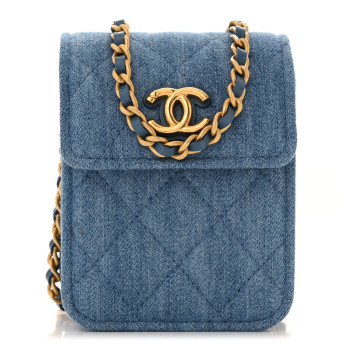 CHANEL Denim Quilted Flap Mini Crossbody Blue