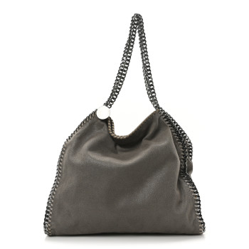 STELLA MCCARTNEY Shaggy Deer Falabella Fold Over Tote Grey