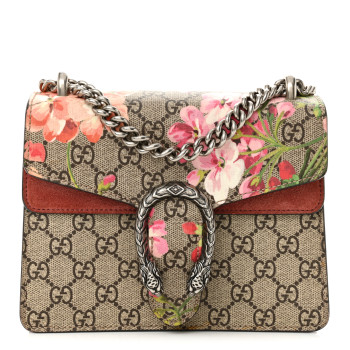 GUCCI GG Supreme Monogram Blooms Mini Dionysus Shoulder Bag Beige Multicolor Dry Rose