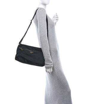 PRADA Nylon Vela Colour Messenger Bag Black
