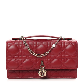 CHRISTIAN DIOR Lambskin Cannage Mini My Dior Bag Burgundy