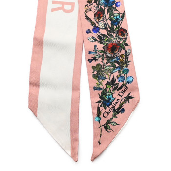 CHRISTIAN DIOR Silk Twill D-Millefiori Mitzah Scarf Pink Multicolor