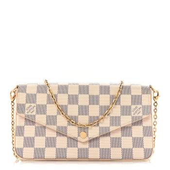 LOUIS VUITTON Damier Azur Pochette Felicie Chain Wallet Rose Ballerine