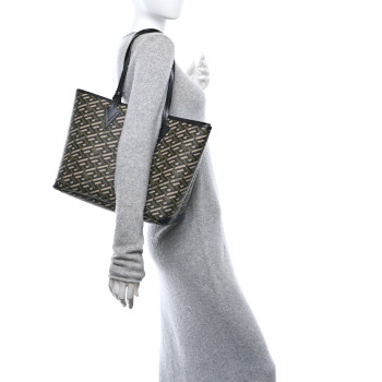 VERSACE Canvas Calfskin Monogram La Greca Medusa Tote Black Khaki