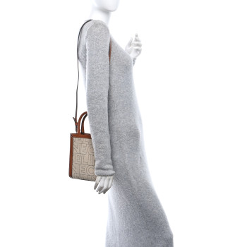 CELINE Canvas Calfskin All Over Print Mini Vertical Cabas Natural Tan