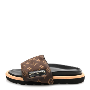 LOUIS VUITTON Nylon Monogram Pool Pillow Comfort Mule 39 Cacao Brown