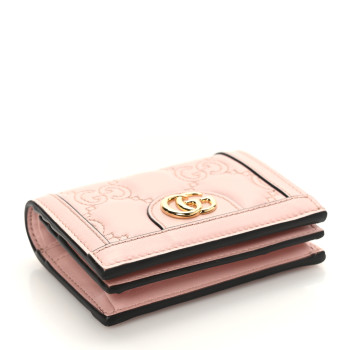 GUCCI Calfskin GG Matelasse Card Case Wallet Perfect Pink