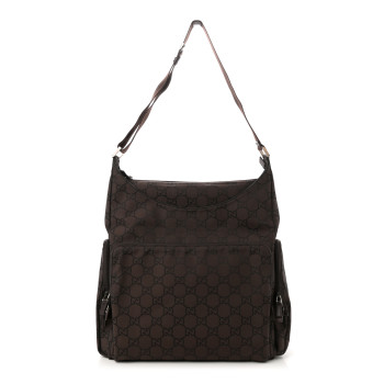 GUCCI Nylon Monogram Extra Large Satchel Dark Brown