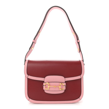 GUCCI Azalea Calfskin Horsebit 1955 Shoulder Bag New Cherry Red Wild Rose