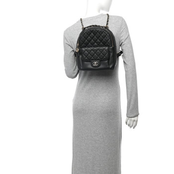 CHANEL Caviar Quilted Medium Zip Around Backpack Black